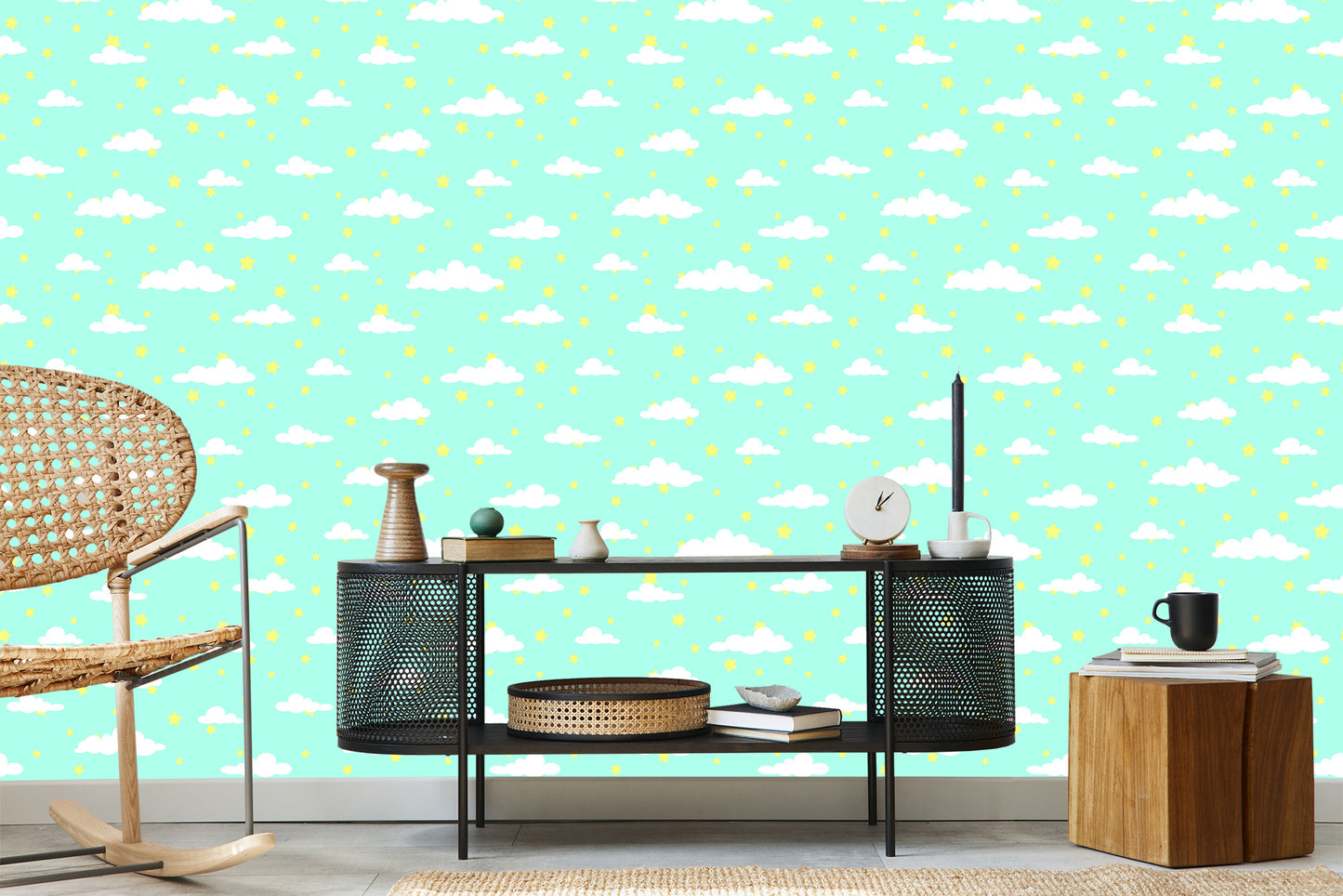 Wallpaper For Children - Stars And Clouds