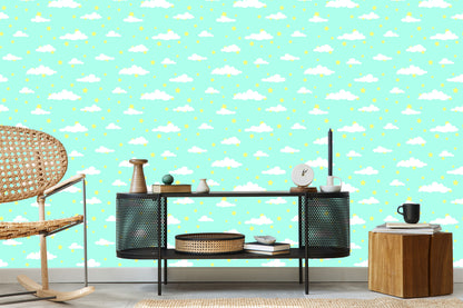Wallpaper For Children - Stars And Clouds