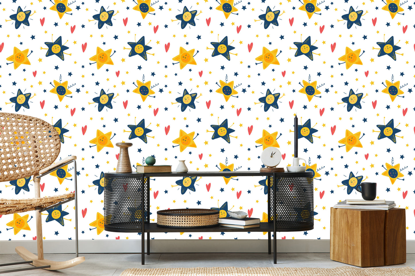 Wallpaper For Children - Stars And Hearts