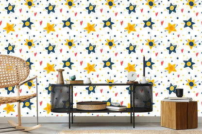 Wallpaper For Children - Stars And Hearts