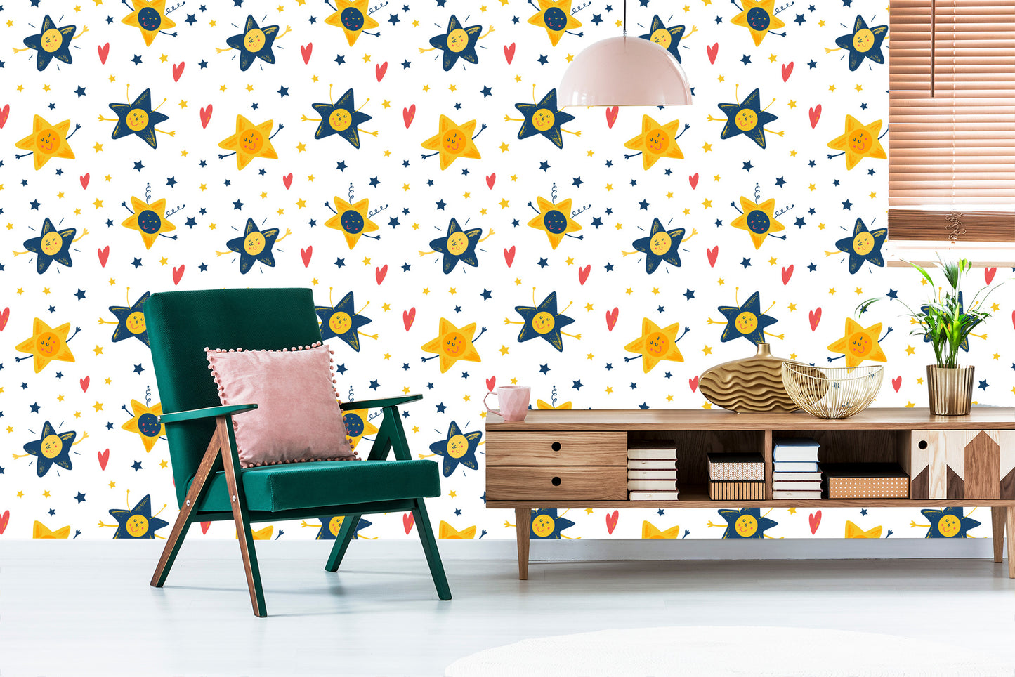 Wallpaper For Children - Stars And Hearts