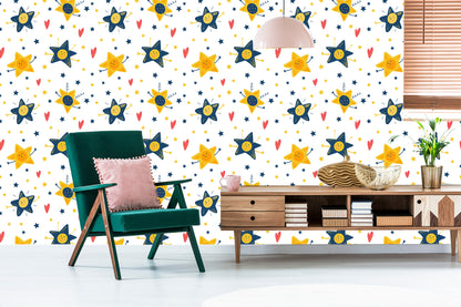 Wallpaper For Children - Stars And Hearts
