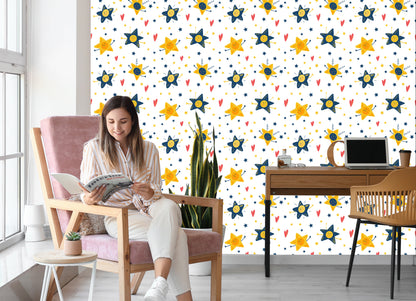 Wallpaper For Children - Stars And Hearts