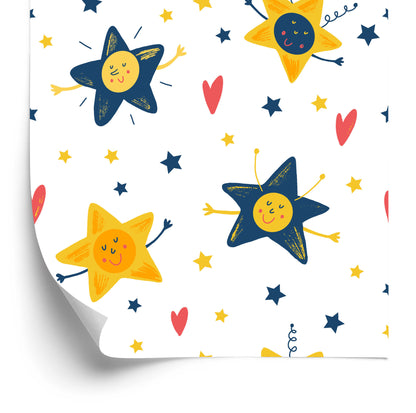 Wallpaper For Children - Stars And Hearts