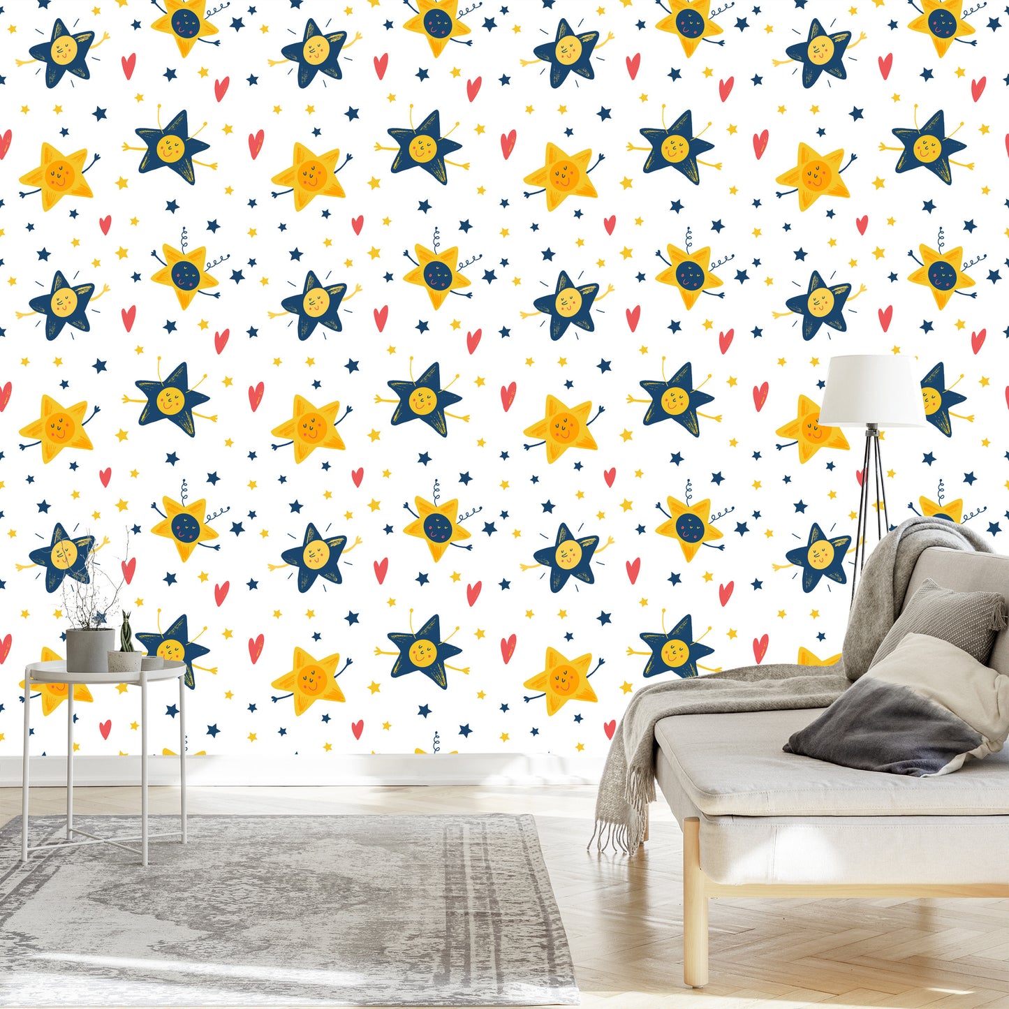 Wallpaper For Children - Stars And Hearts
