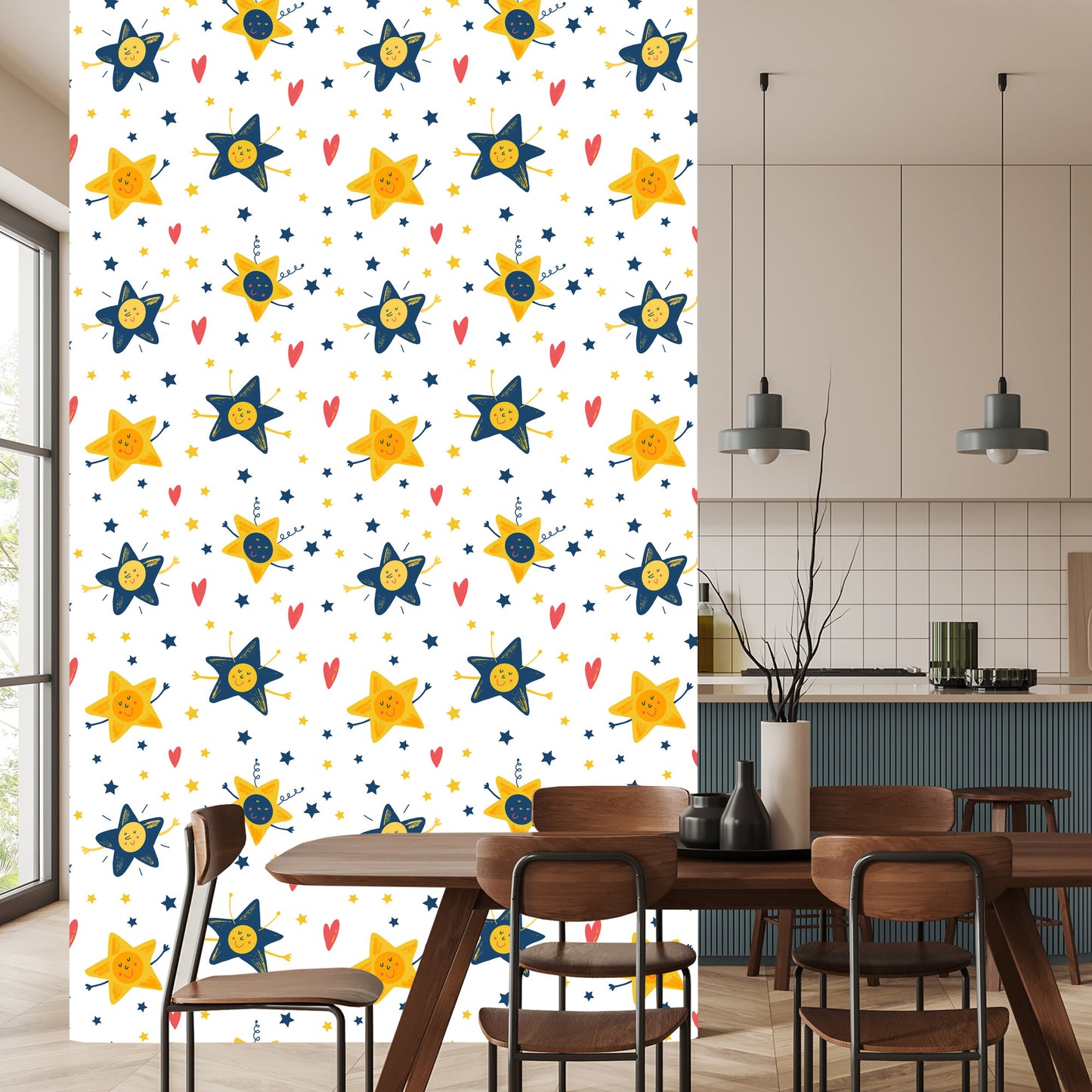Wallpaper For Children - Stars And Hearts