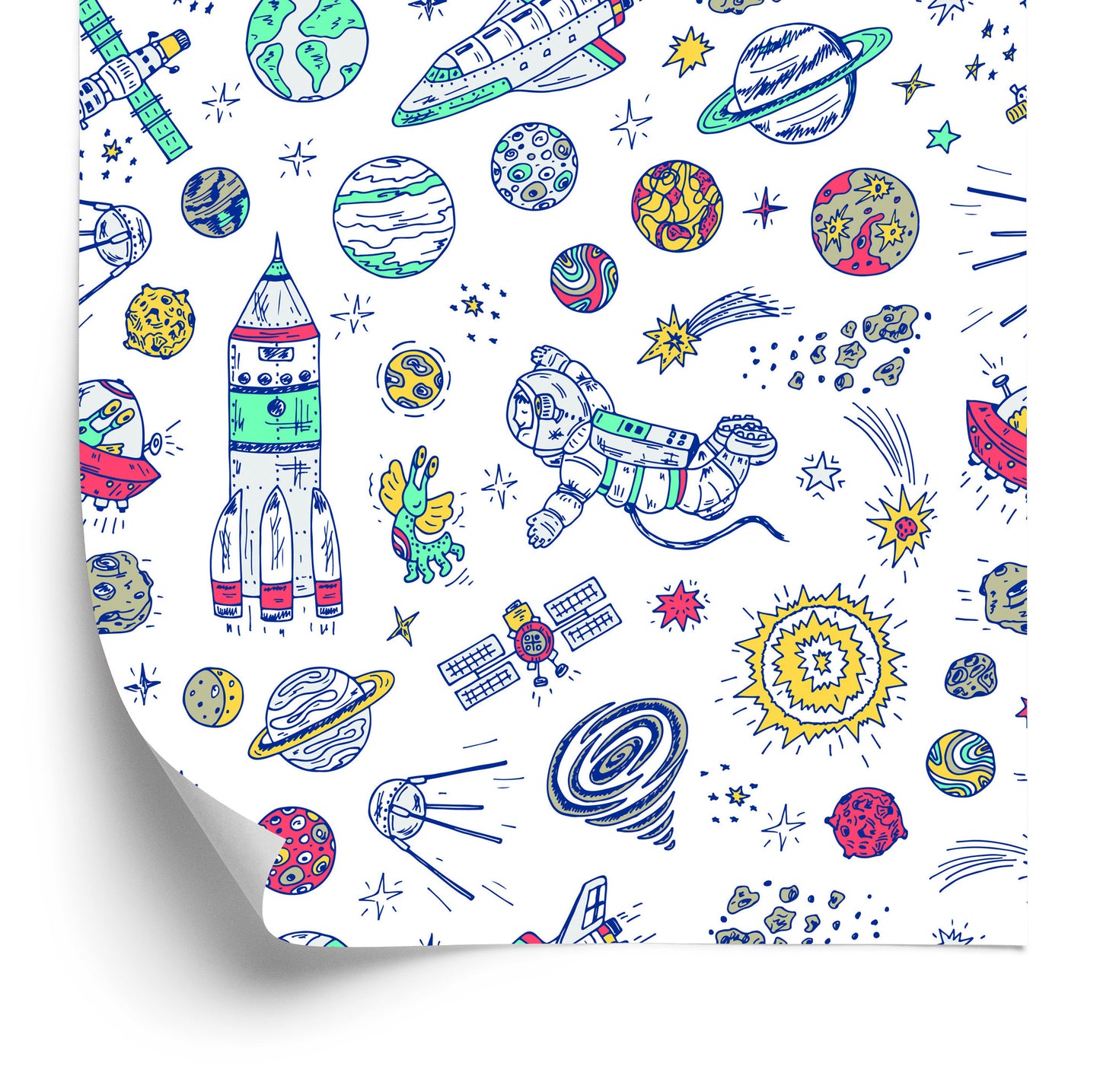 Wallpaper Space Ships Rockets For A Baby's Room