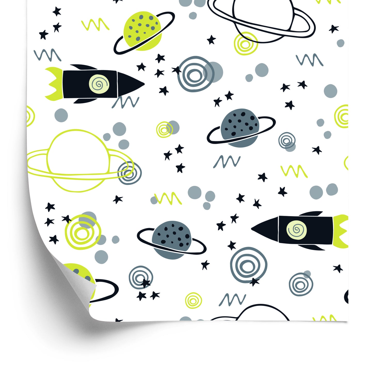 Wallpaper Planet Rocket Space For Children's Room