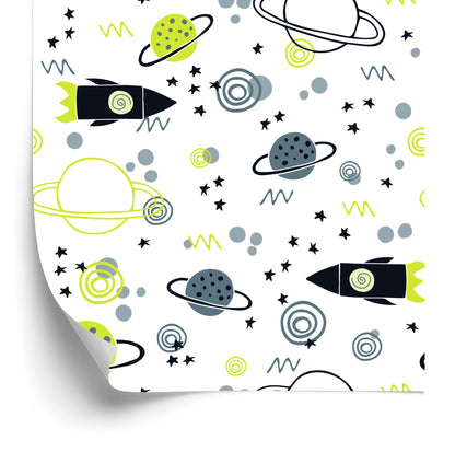Wallpaper Planet Rocket Space For Children's Room