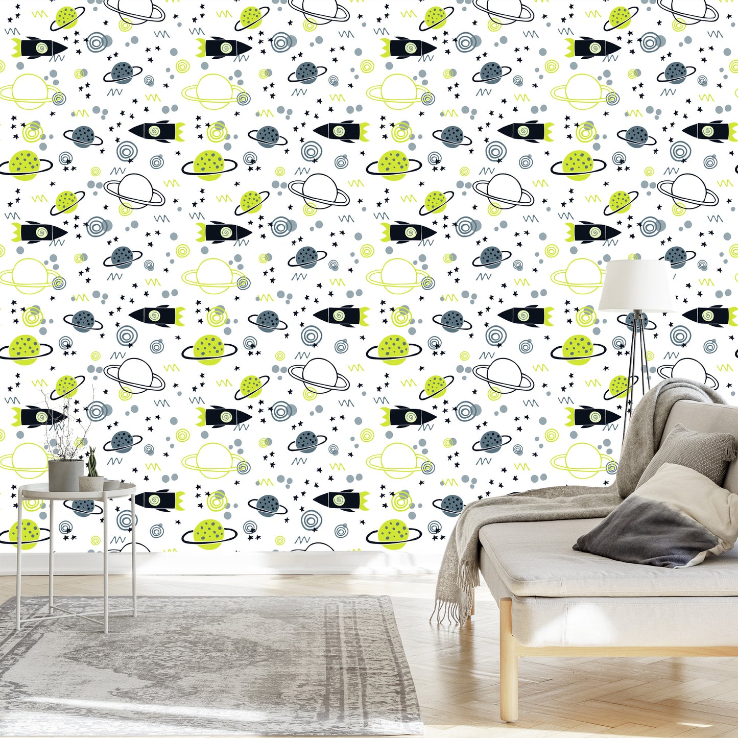 Wallpaper Planet Rocket Space For Children's Room