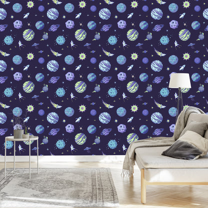 Wallpaper Blue Cosmos And Planets