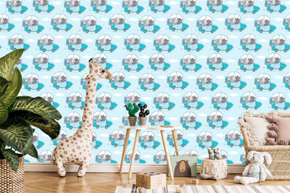 Wallpaper For Children - Teddy Bears And Wolves On A Trip