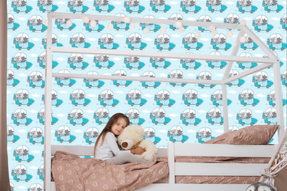 Wallpaper For Children - Teddy Bears And Wolves On A Trip