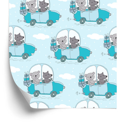Wallpaper For Children - Teddy Bears And Wolves On A Trip