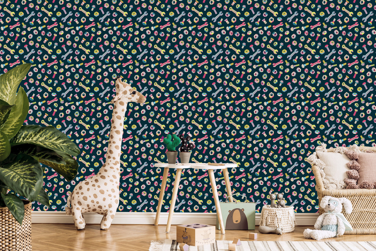 Wallpaper For Children - Colorful Screws And Keys