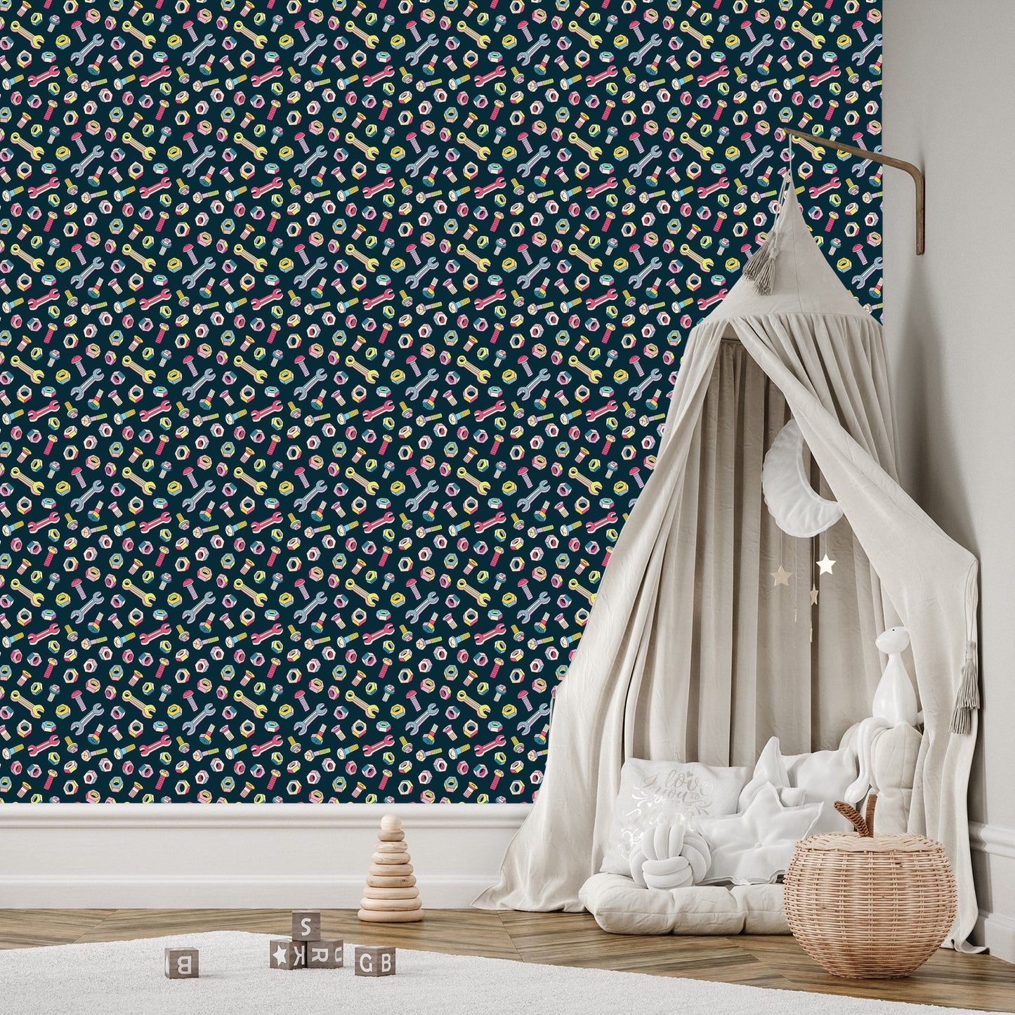 Wallpaper For Children - Colorful Screws And Keys