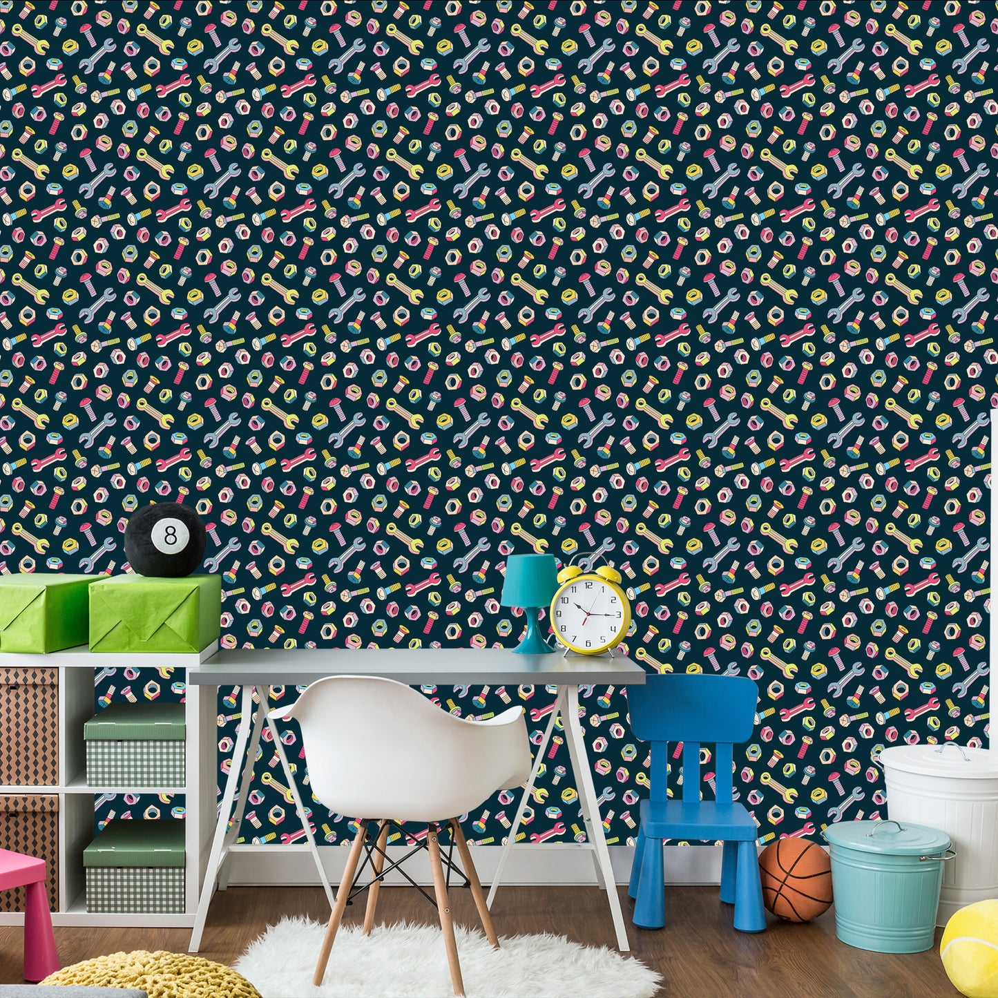 Wallpaper For Children - Colorful Screws And Keys
