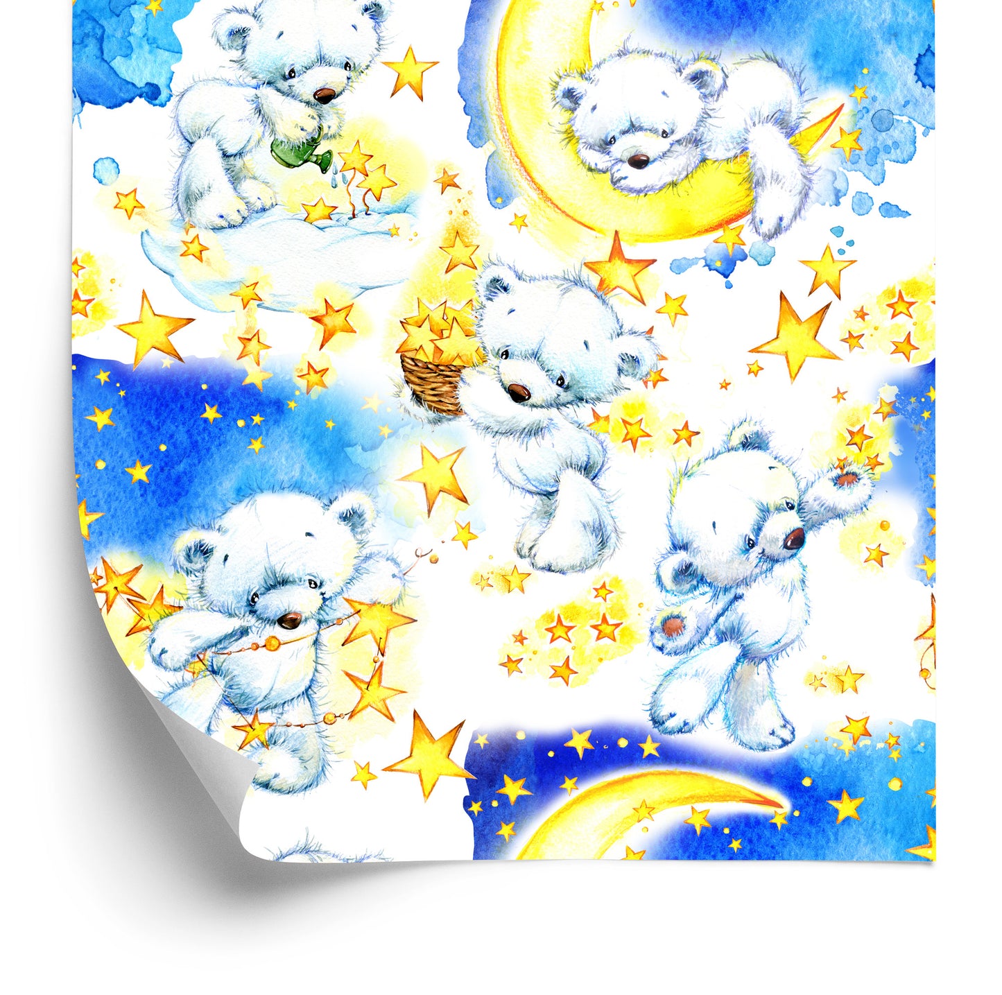 Wallpaper Teddy Bears For A Boy. Stars. Moons
