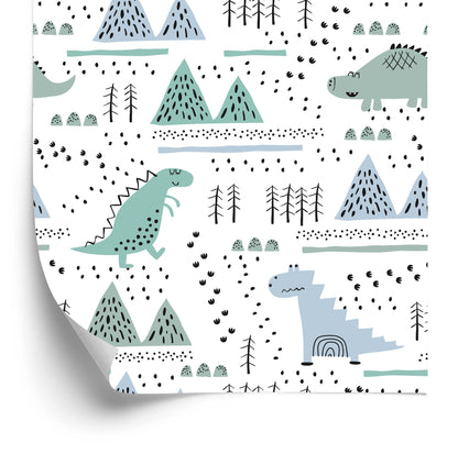Wallpaper For Boy Mountain Tree Dinosaurs
