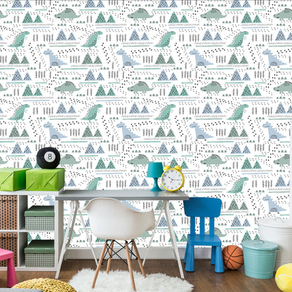 Wallpaper For Boy Mountain Tree Dinosaurs