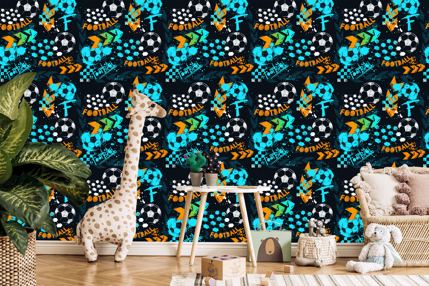 Wallpaper Wall Soccer Ball For Boy's Room