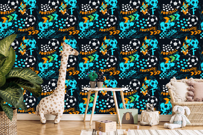 Wallpaper Wall Soccer Ball For Boy's Room