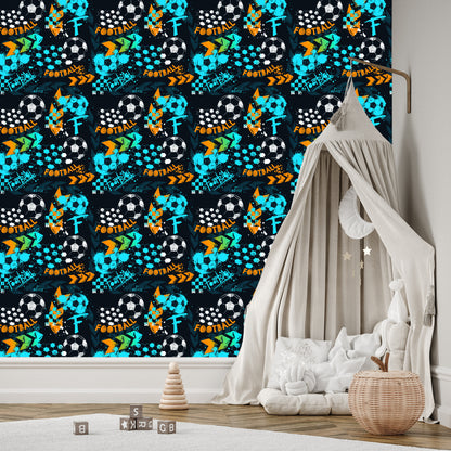 Wallpaper Wall Soccer Ball For Boy's Room