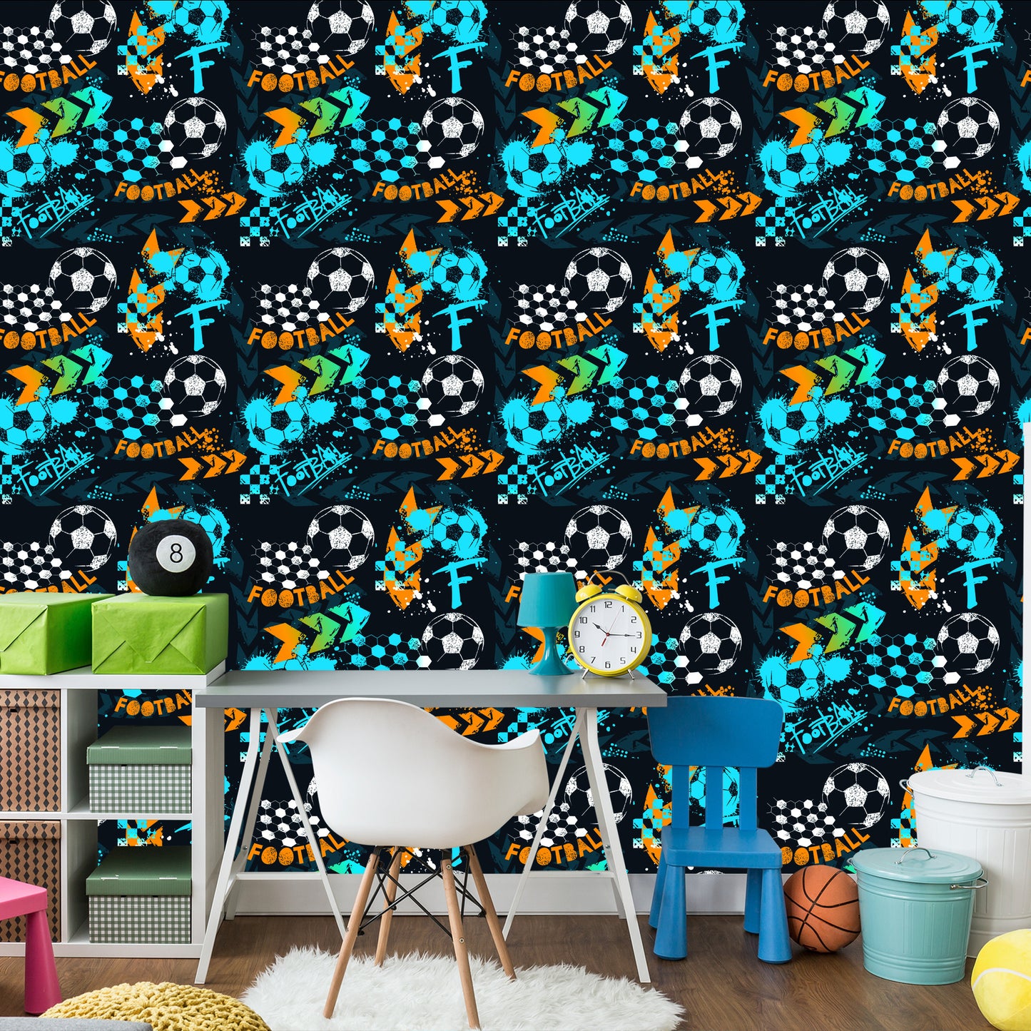 Wallpaper Wall Soccer Ball For Boy's Room