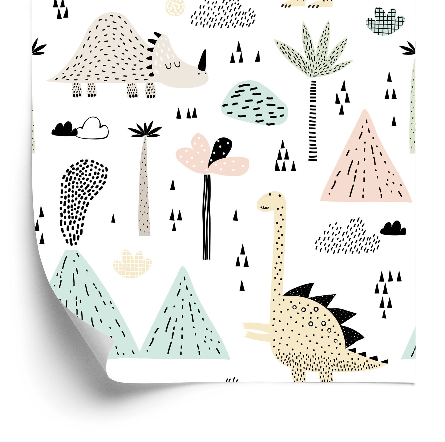 Wallpaper For Boy Dinosaurs Palm Tree Clouds