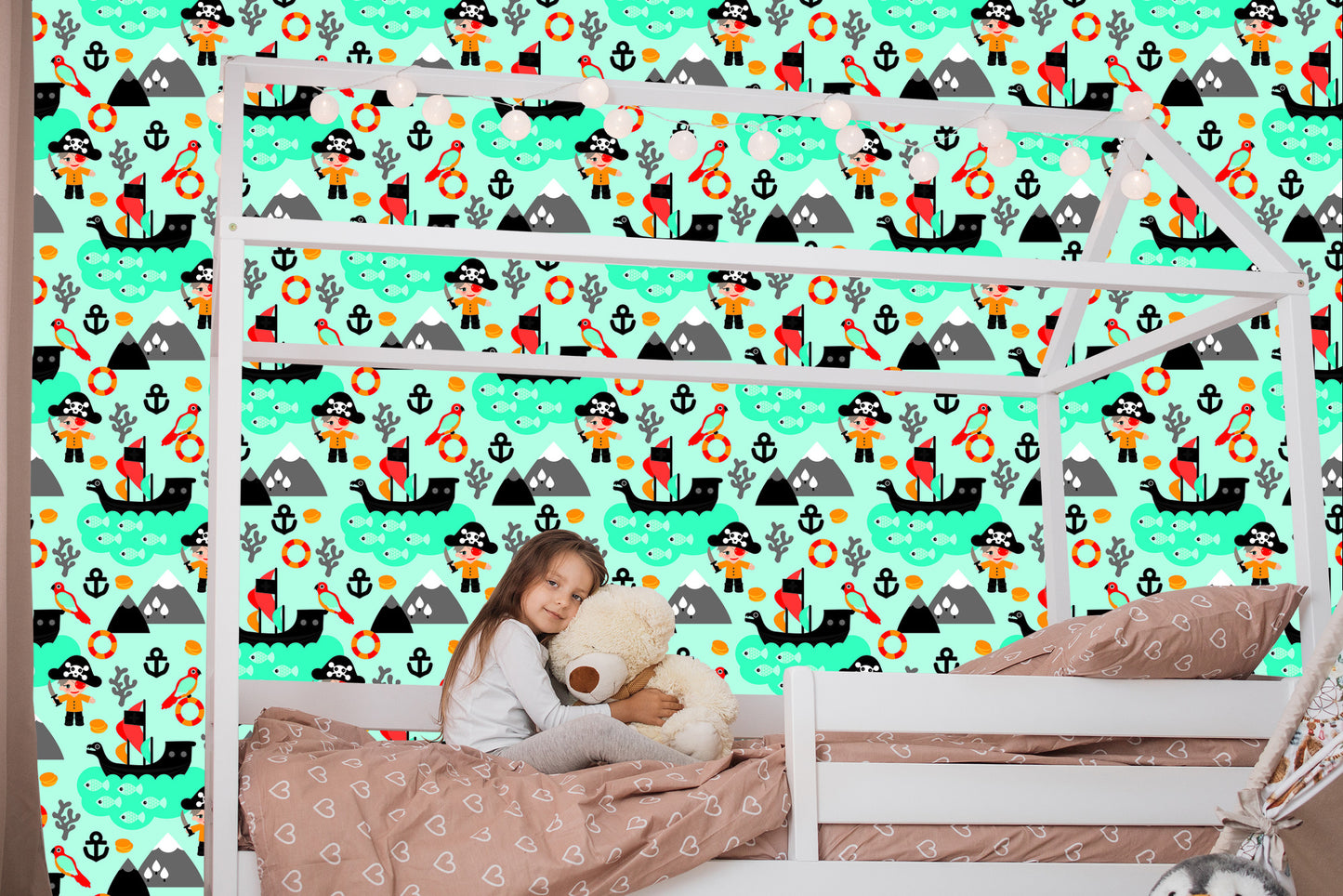 Wallpaper For Boy Sea Birds, Pirate Ships