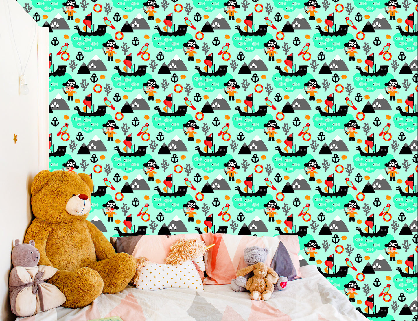 Wallpaper For Boy Sea Birds, Pirate Ships