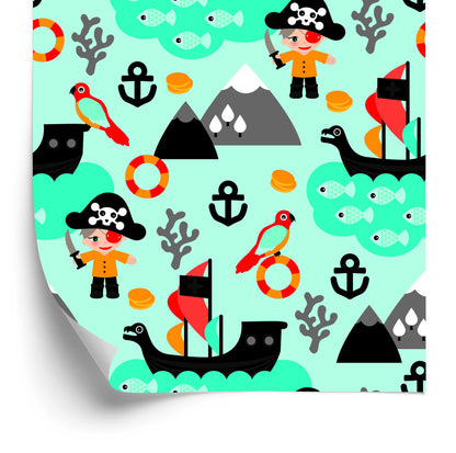 Wallpaper For Boy Sea Birds, Pirate Ships