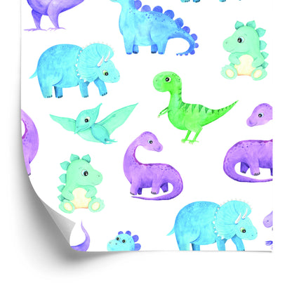 Wallpaper The Colorful Dinosaurs For The Boy's Room