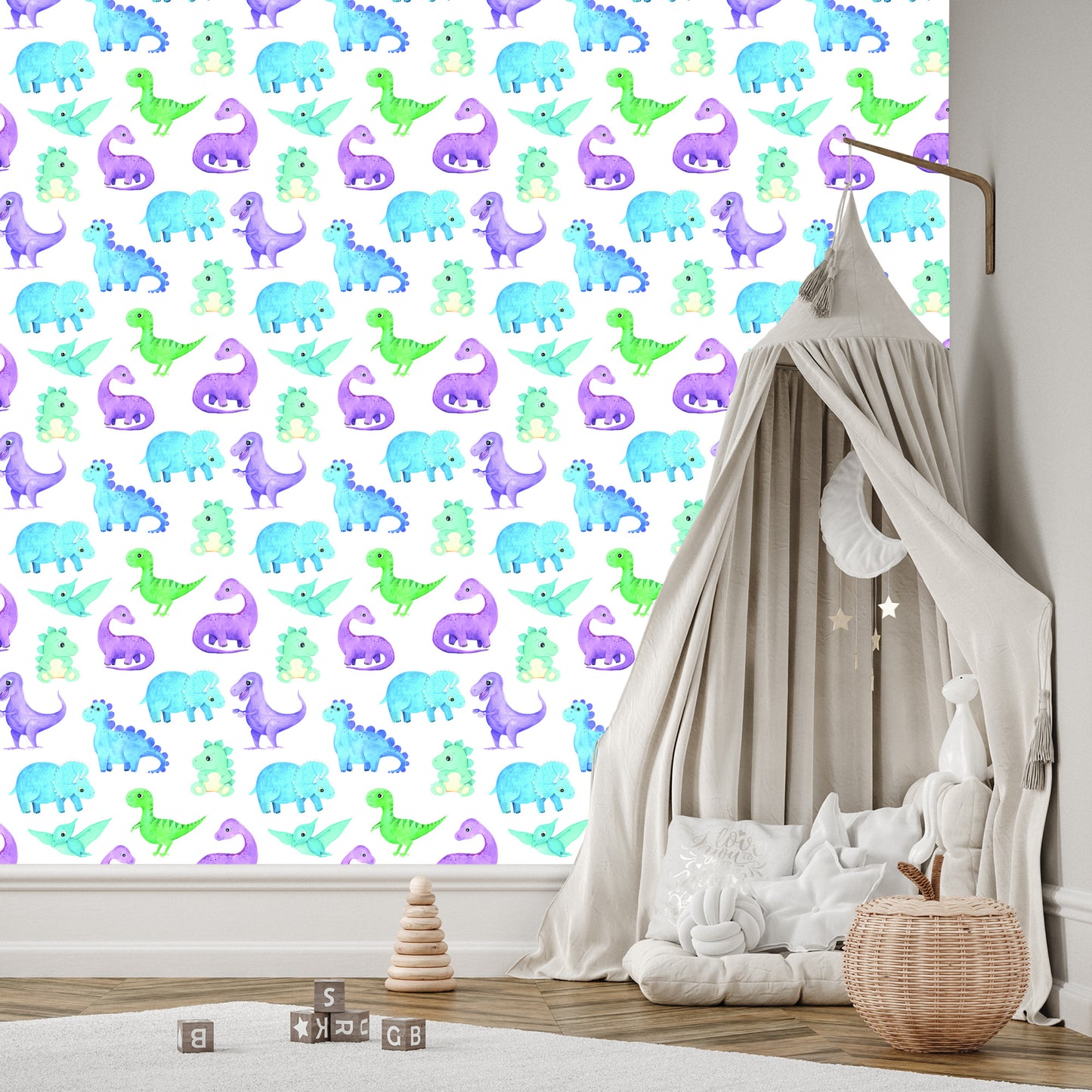 Wallpaper The Colorful Dinosaurs For The Boy's Room