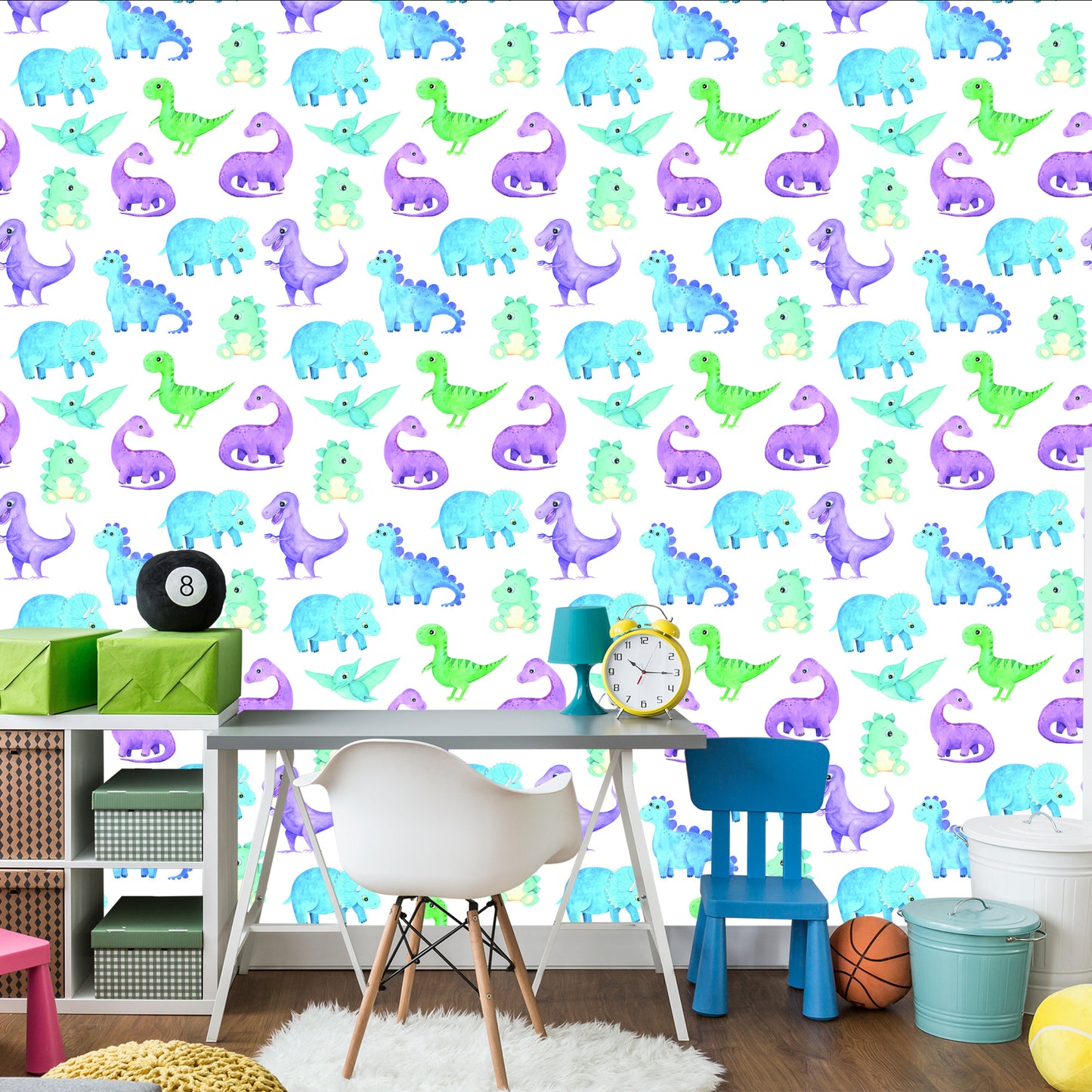 Wallpaper The Colorful Dinosaurs For The Boy's Room