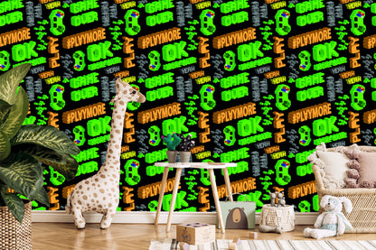 Wallpaper Youthful Pixelated Colorful Lettering 3D Pattern