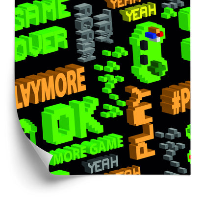 Wallpaper Youthful Pixelated Colorful Lettering 3D Pattern