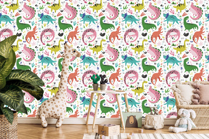 Wallpaper For Children - Colorful Dinosaurs
