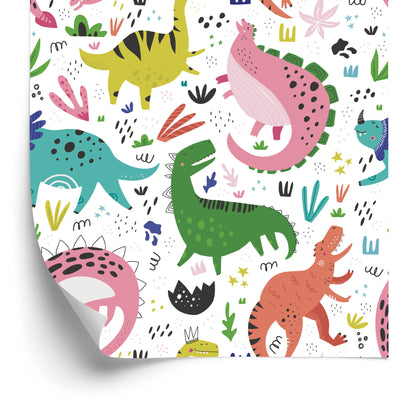 Wallpaper For Children - Colorful Dinosaurs