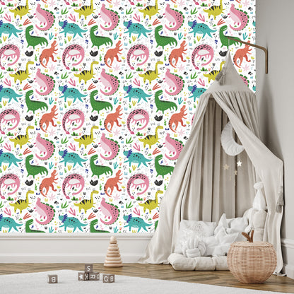 Wallpaper For Children - Colorful Dinosaurs