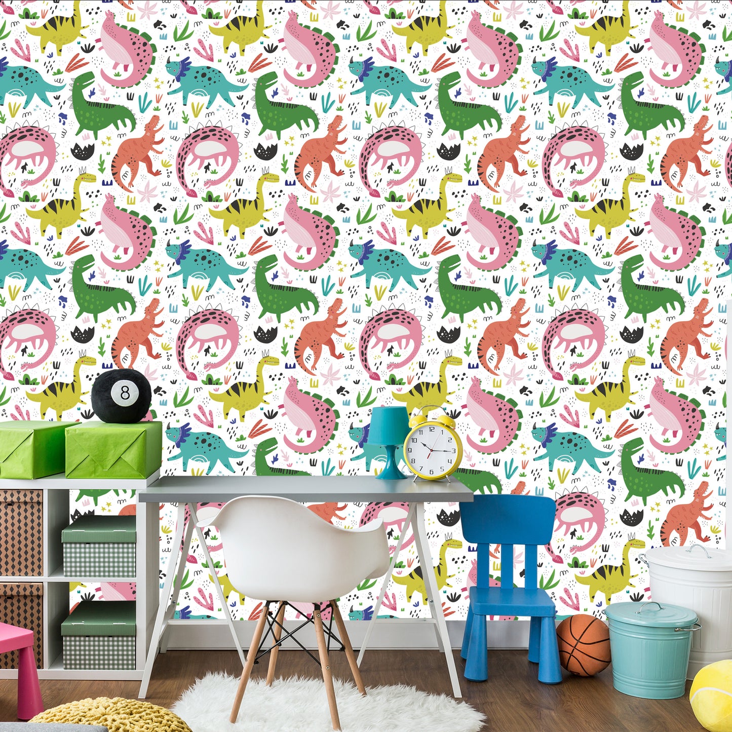 Wallpaper For Children - Colorful Dinosaurs