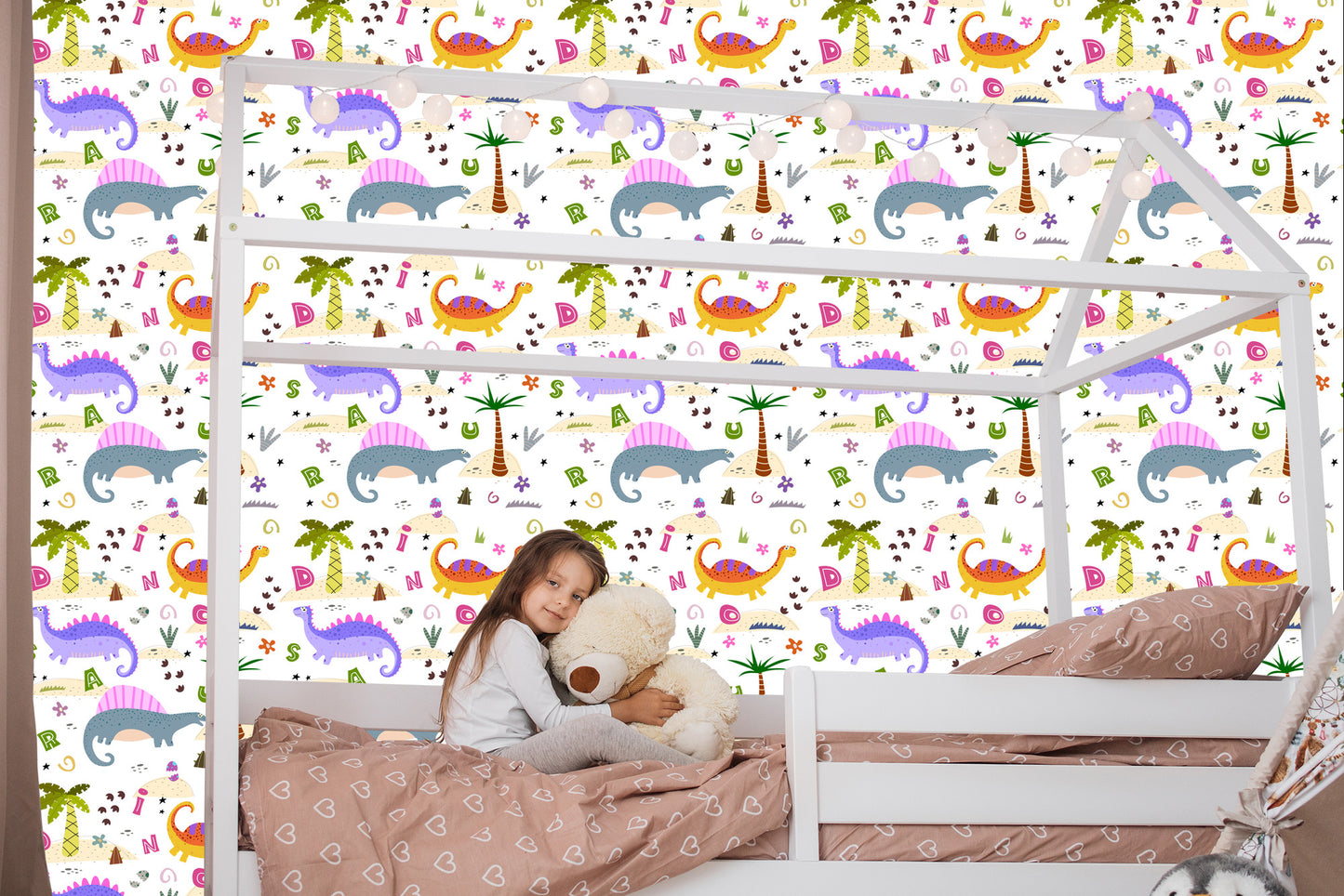 Wallpaper Colorful Palm Dinosaurs For Baby Room