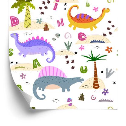 Wallpaper Colorful Palm Dinosaurs For Baby Room