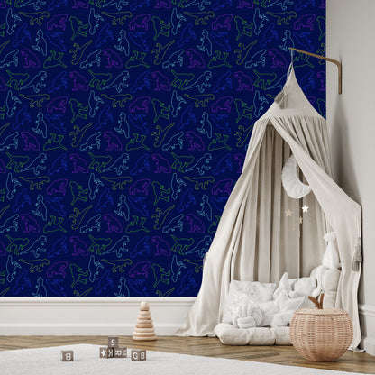 Wallpaper The Colorful Dinosaurs For A Baby's Room