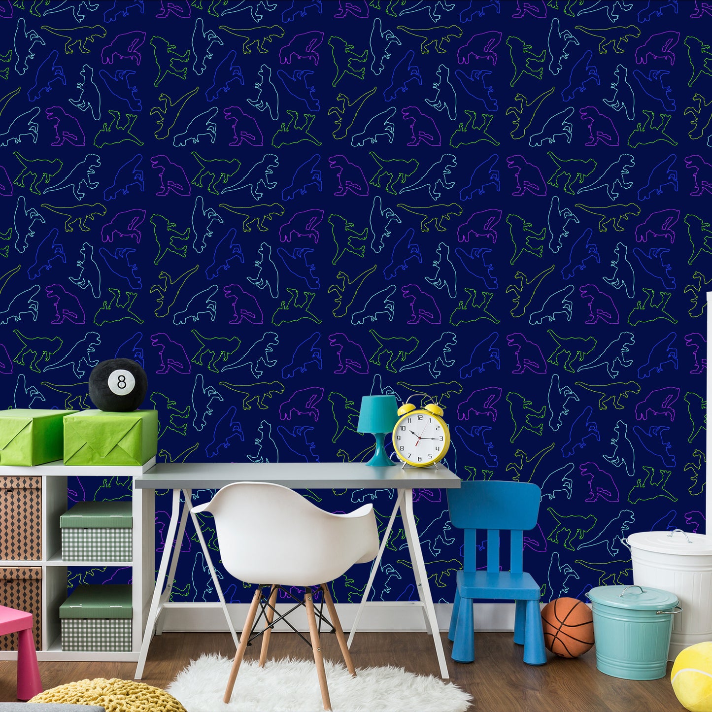 Wallpaper The Colorful Dinosaurs For A Baby's Room