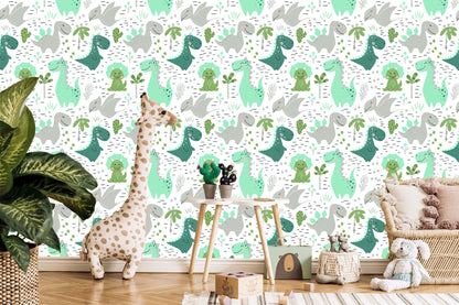 Wallpaper Dinosaurs Cacti For A Child's Room