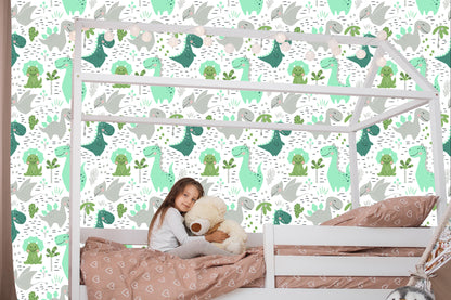 Wallpaper Dinosaurs Cacti For A Child's Room