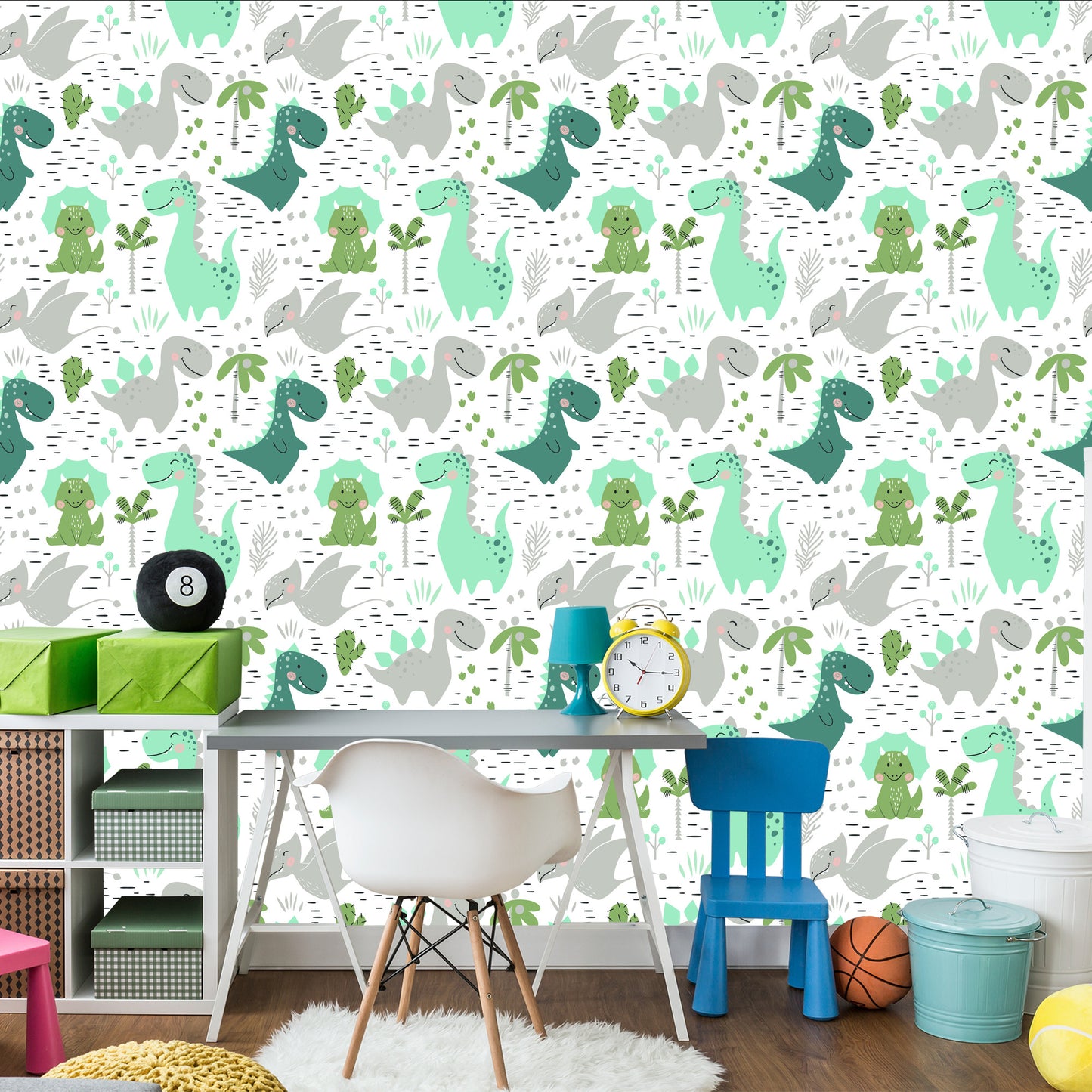 Wallpaper Dinosaurs Cacti For A Child's Room