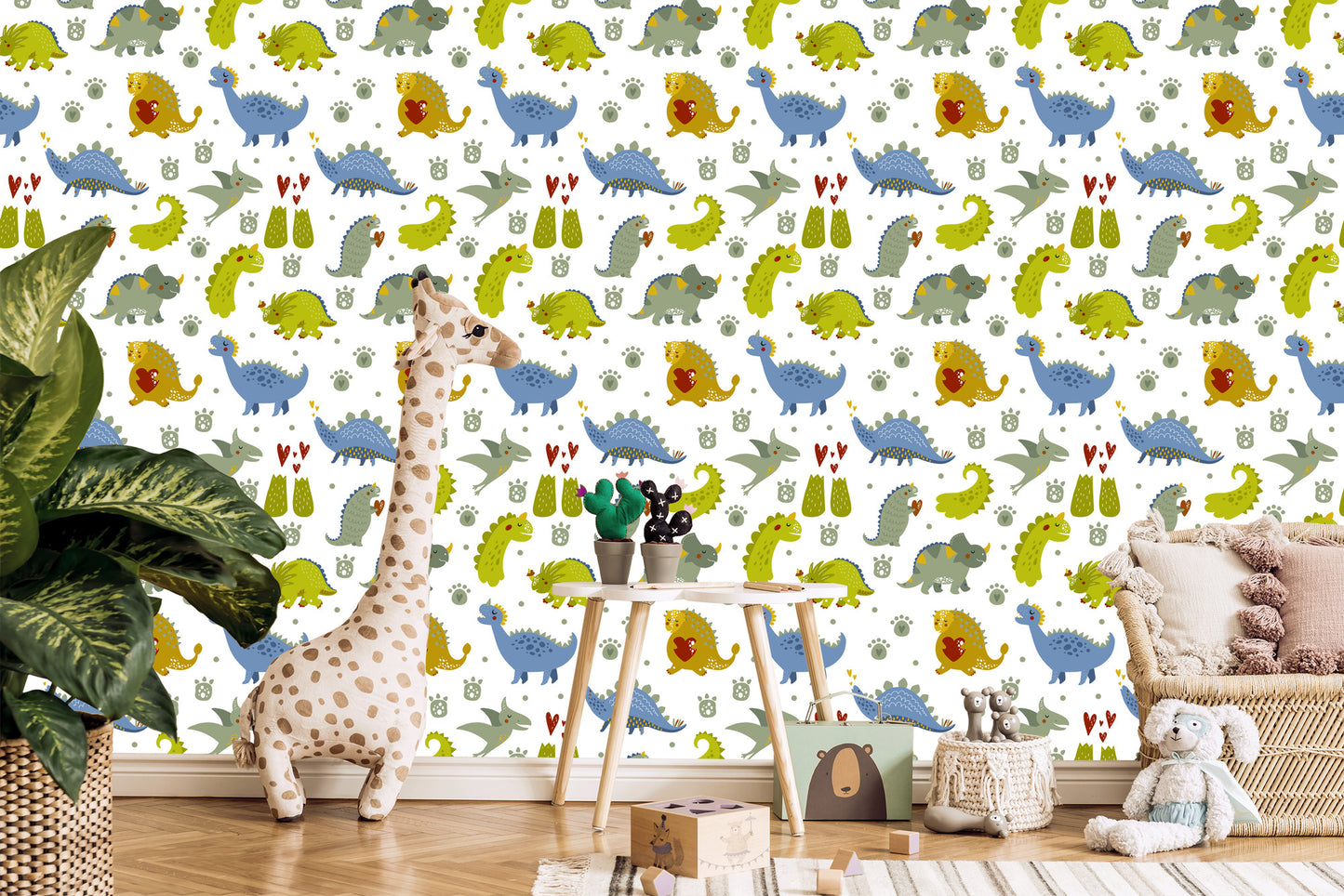Wallpaper Dinosaurs Heart Dots