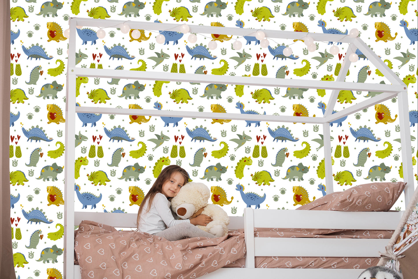 Wallpaper Dinosaurs Heart Dots